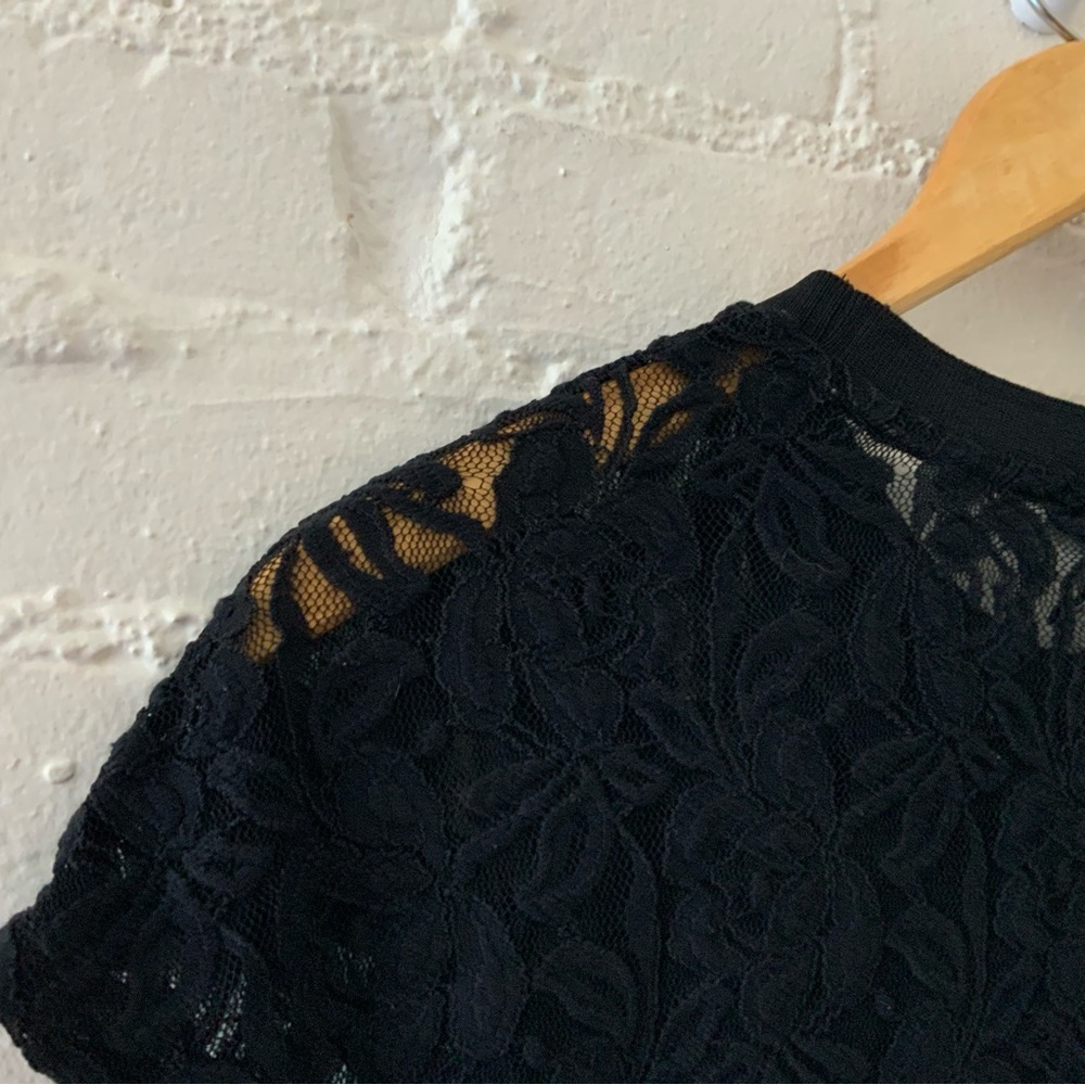 A New Day Black Lace Short Sleeve Top Shirt Top Goth Fairy Indie Sexy Size M - Picture 5 of 15